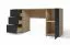 Schreibtisch | Farbe: Eiche Artisan / Schwarz | Push-to-open Funktion | 1 Drehtür | 160 cm Arbeitsfläche | Maße: 160 x 52 x 78 cm | 2 Schubladen | 2 Fächer