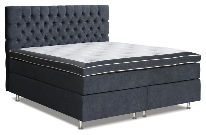 Boxspringbett MINDORO, Box: Bonellfederkern, Matratze: Taschenfederkern, Top Matress: Schaumstoff - Abmessung: 140 x 200 cm - Farbe: Grau