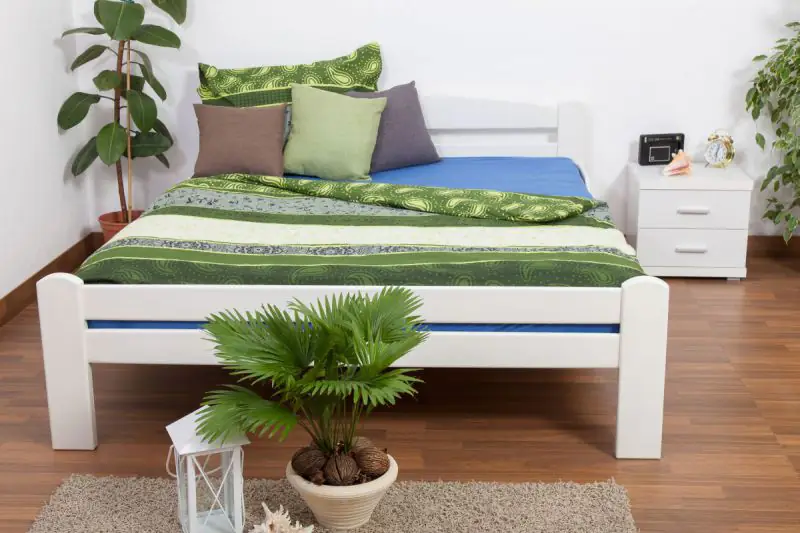 Doppelbett "Easy Premium Line" K4, 180 x 200 cm Buche Vollholz massiv weiß lackiert