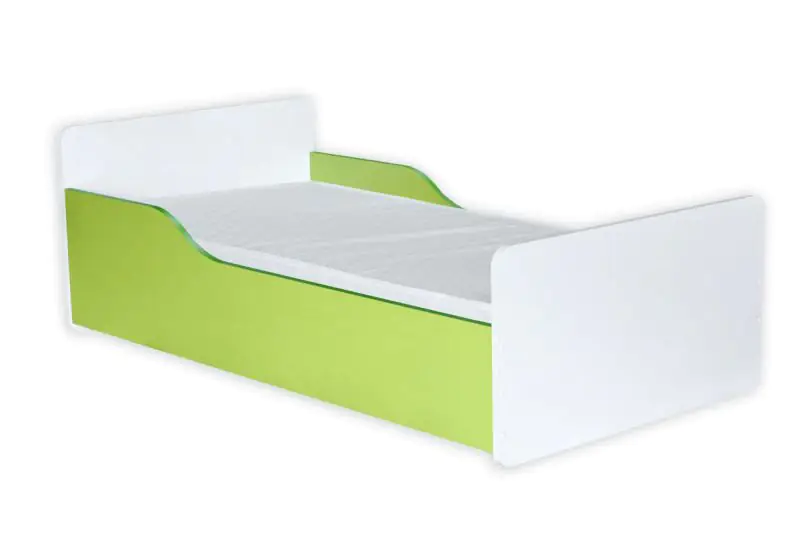 Kinderbett Daniel 08 inkl. Bodenplatte und Matratze, Farbe: Weiß / Grün - 80 x 160 cm (B x L)