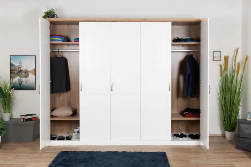 291 cm breiter Kleiderschrank mit 5 Türen | Farbe: Weiß Abbildung