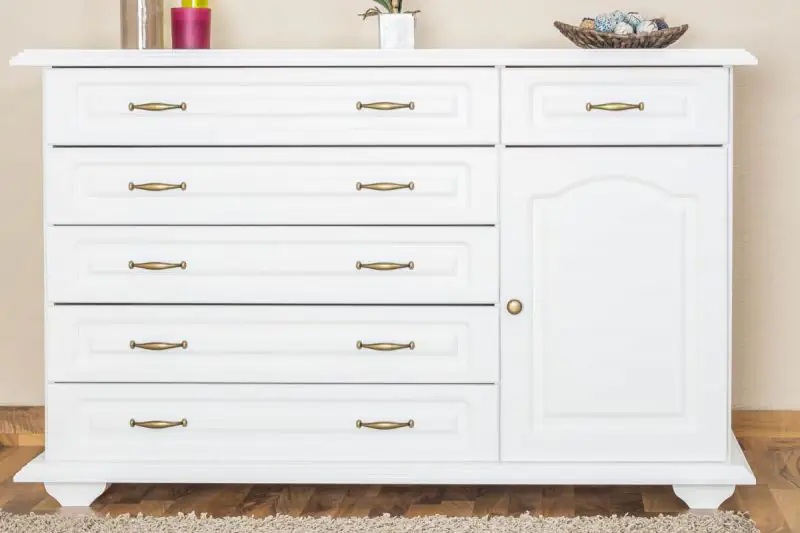 Sideboard mit 6 Schubladen, Farbe: Weiß, Breite: 139 cm - Küchenschrank, Anrichte, Sideboard Abbildung