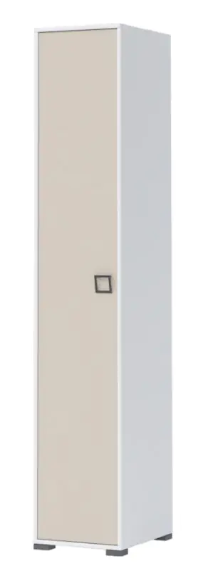 Schmaler 44 cm breiter Kleiderschrank mit 1 Tür | Kleiderstange | Farbe: Weiß Abbildung
