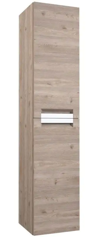 Badezimmer - Hochschrank Meerut 89, Farbe: Eiche Grau – 160 x 35 x 36 cm (H x B x T)