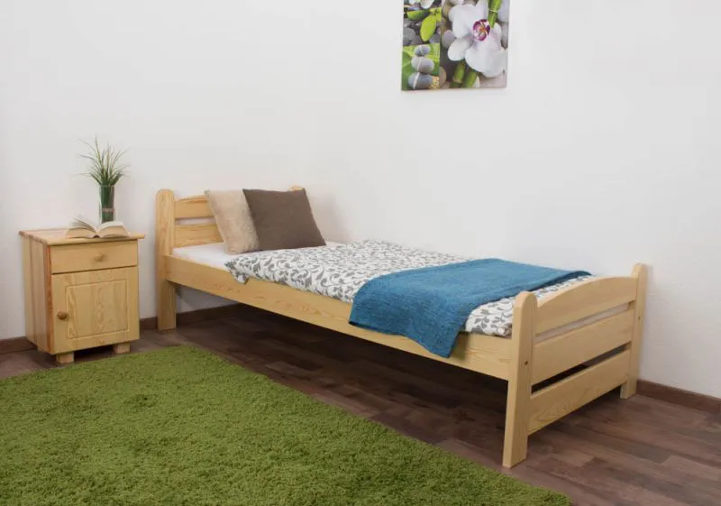 Bettrahmen für Kinder / Kinderbett 100 x 200 cm | Massivholz: Kiefer | Natur Lackiert Abbildung