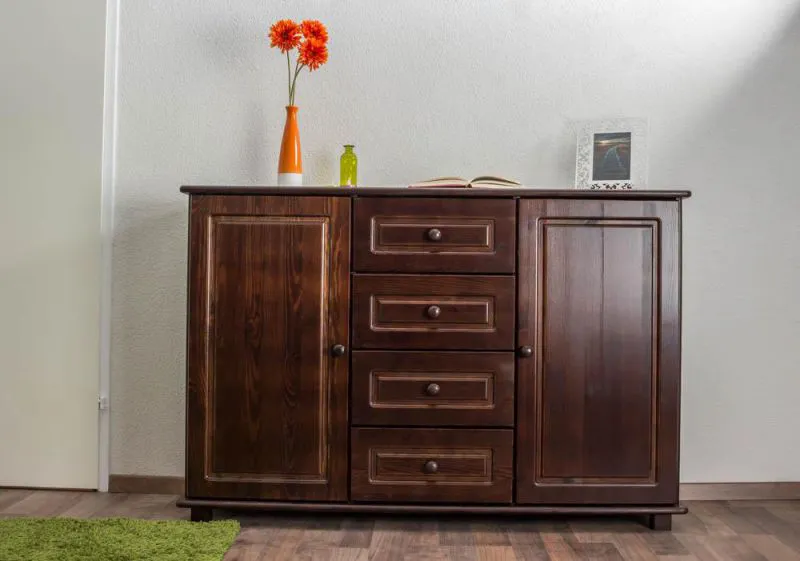 Sideboard mit 4 Schubladen, Farbe: Nuss, Breite: 150 cm - Küchenschrank, Anrichte, Sideboard Abbildung