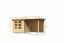 Modernes Gartenhaus SET AKTION mit Doppelflügeltür & Anbaudach, Farbe: Natur, Grundfläche: 4,45 m²