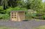Holz Gartenhaus Anbaudach aus Fichte naturbelassen/graualuminium, metallverstärkte-Ecken, Trapezblechdach, Doppelflügeltür Zylinderschloss, 4,45 m²