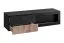 TV-Unterschrank | Bio-Ethanol Kamin | geriffelte Front | Farbe: Schwarz / Eiche Vicking / Schwarzer Marmor | Push-to-open Funktion | 160 x 45 x 42 cm | 2 Schubladen