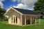 Ferienhaus F36 mit überdachter Terrasse & Schlafboden | 32,7 m² | 70 mm Blockbohlen | Naturbelassen | Fenster 1-Hand-Dreh-Kippsystematik