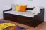 Einzelbett / Funktionsbett Kiefer massiv Vollholz Walnussfarben 94, inkl. Lattenrost - 90 x 200 cm (B x L)