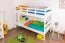 Etagenbett / Stockbett "Easy Premium Line" K18/n, Kopfteil mit Löchern, Buche Vollholz massiv Weiß - 90 x 200 cm, (L x B) teilbar