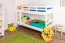 Etagenbett / Stockbett "Easy Premium Line" K18/n, Kopfteil mit Löchern, Buche Vollholz massiv Weiß - 90 x 200 cm, (L x B) teilbar