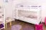 Etagenbett / Stockbett "Easy Premium Line" K18/n, Kopfteil mit Löchern, Buche Vollholz massiv Weiß - 90 x 200 cm, (L x B) teilbar
