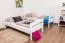 Etagenbett / Stockbett "Easy Premium Line" K18/n, Kopfteil mit Löchern, Buche Vollholz massiv Weiß - 90 x 200 cm, (L x B) teilbar