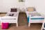 Etagenbett / Stockbett "Easy Premium Line" K18/n, Kopfteil mit Löchern, Buche Vollholz massiv Weiß - 90 x 200 cm, (L x B) teilbar