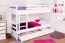 Etagenbett / Stockbett "Easy Premium Line" K21/n inkl. 2 Schubladen und 2 Abdeckblenden, Kopf- und Fußteil gerundet, Buche Vollholz massiv Weiß - 90 x 200 cm (B x L), teilbar