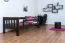 Kinderbett / Juniorbett Kiefer massiv Vollholz Walnussfarben 95, inkl. Lattenrost - 90 x 200 cm (B x L)