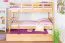Etagenbett / Stockbett "Easy Premium Line" K19/h inkl. Liegeplatz und 2 Abdeckblenden, Kopf- und Fußteil mit Löchern, Buche Vollholz massiv Natur - Liegefläche: 90 x 200 cm (B x L), teilbar