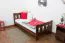 Kinderbett / Jugendbett  Kiefer Vollholz massiv Nussfarben A22, inkl. Lattenrost - Abmessung 90 x 200 cm 