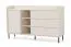 Schlafzimmer Komplett Set | 5-teilig | Farbe: Beige mit Holzstruktur | 4-türiger Kleiderschrank | 160 x 200 cm Doppelbett | 2 Nachtkommoden | eine Kommode