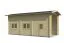 Holzgarage / Einzelgarage mit zwei Doppelfenster, 40 mm Blockbohlenhaus, aus nordischen Fichtenholz, Grundfläche: 34,47 m², Satteldach, eine Tür, Außenmaße: 884 x 390 cm