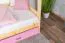 Kinderbett / Hausbett Kiefer Vollholz massiv natur D3, Schublade: Rosa, inkl. Lattenrost - Liegefläche: 80 x 160 cm (B x L)