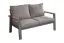 Outdoor Sofa 2-Sitzer Lissabon mit Armlehnen - Farbe: graualuminium, Stoff: dunkelgrau, Rahmen aus Aluminium, Polsterung 100 mm stark und wasserdicht