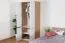 Jugendzimmer - Drehtürenschrank / Kleiderschrank Alard 01, Farbe: Eiche / Weiß - Abmessungen: 195 x 80 x 52 cm (H x B x T)