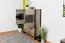 Vitrine Bassatine 02, Farbe: Eiche rustikal / Grau / Schwarz - 150 x 109 x 40 cm (H x B x T)