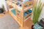 Etagenbett / Stockbett 90 x 200 cm "Easy Premium Line" K17/n inkl. Liegeplatz und 2 Abdeckblenden, Buche Massivholz Natur lackiert, teilbar