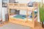 Etagenbett / Stockbett 90 x 200 cm "Easy Premium Line" K17/n inkl. Liegeplatz und 2 Abdeckblenden, Buche Massivholz Natur lackiert, teilbar