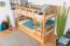 Etagenbett / Stockbett 90 x 200 cm "Easy Premium Line" K17/n inkl. Liegeplatz und 2 Abdeckblenden, Buche Massivholz Natur lackiert, teilbar