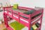Etagenbett / Stockbett 90 x 200 cm "Easy Premium Line" K17/n inkl. Liegeplatz und 2 Abdeckblenden, Buche Massivholz Rosa lackiert, teilbar