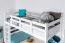 Etagenbett / Stockbett "Easy Premium Line" K20/h inkl. Liegeplatz und 2 Abdeckblenden, Kopf- und Fußteil gerade, Buche Vollholz massiv Weiß, Liegeflächen 90 x 200 cm, teilbar