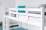 Etagenbett / Stockbett "Easy Premium Line" K20/h inkl. Liegeplatz und 2 Abdeckblenden, Kopf- und Fußteil gerade, Buche Vollholz massiv Weiß, Liegeflächen 90 x 200 cm, teilbar