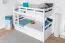 Etagenbett / Stockbett "Easy Premium Line" K20/h inkl. Liegeplatz und 2 Abdeckblenden, Kopf- und Fußteil gerade, Buche Vollholz massiv Weiß, Liegeflächen 90 x 200 cm, teilbar