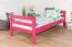 Hochbett 90 x 190 cm für Erwachsene, "Easy Premium Line" K22/n, Buche Massivholz rosa lackiert, teilbar