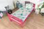 Hochbett 90 x 200 cm für Erwachsene, "Easy Premium Line" K22/n, Buche Massivholz rosa lackiert, teilbar