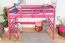 Hochbett 90 x 190 cm für Kinder, "Easy Premium Line" K22/n, Buche Massivholz rosa lackiert, teilbar