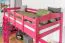 Hochbett 90 x 190 cm für Erwachsene, "Easy Premium Line" K22/n, Buche Massivholz rosa lackiert, teilbar
