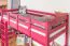 Hochbett 90 x 200 cm, "Easy Premium Line" K22/n, Buche Massivholz rosa lackiert, teilbar