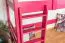 Hochbett 90 x 200 cm, "Easy Premium Line" K22/n, Buche Massivholz rosa lackiert, teilbar