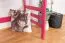 Hochbett 90 x 200 cm, "Easy Premium Line" K22/n, Buche Massivholz rosa lackiert, teilbar