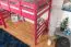 Hochbett 90 x 200 cm, "Easy Premium Line" K22/n, Buche Massivholz rosa lackiert, teilbar