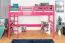 Hochbett 90 x 200 cm, "Easy Premium Line" K22/n, Buche Massivholz rosa lackiert, teilbar