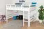 Hochbett 140 x 190 cm "Easy Premium Line" K23/n, Buche Massivholz weiß lackiert, teilbar