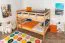 Etagenbett / Stockbett 120 x 200 cm für Kinder "Easy Premium Line" K24/n, Kopf- und Fußteil gerade, Buche Massivholz Natur lackiert, teilbar