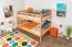 Etagenbett / Stockbett 120 x 200 cm für Kinder "Easy Premium Line" K24/n, Kopf- und Fußteil gerade, Buche Massivholz Natur lackiert, teilbar