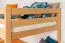 Etagenbett / Stockbett 120 x 200 cm für Kinder "Easy Premium Line" K24/n, Kopf- und Fußteil gerade, Buche Massivholz Natur lackiert, teilbar